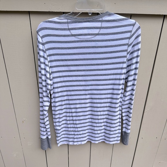 Ralph Lauren cotton button up grey and white striped top size L - Picture 2 of 7